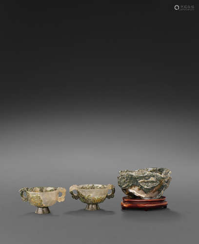 Republic period A group of three moss agate containers