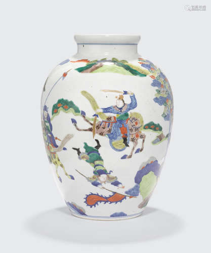 Late Qing/Republic period A wucai enameled ovoid jar