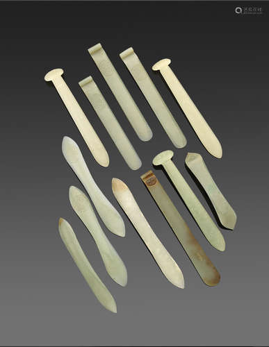 A group of twelve jade hairpins