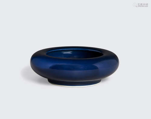 Guangxu mark A deep blue glazed porcelain brush washer