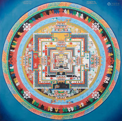 Tibet, 20th century A large Kalachakra mandala