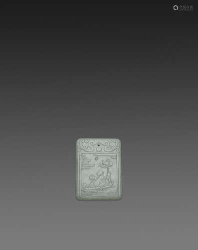 A carved jade plaque