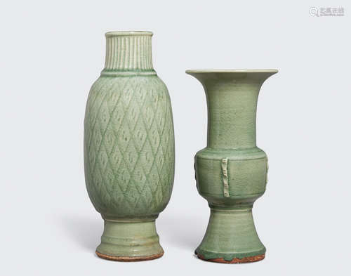 Ming dynasty Two Longquan Celadon Vases