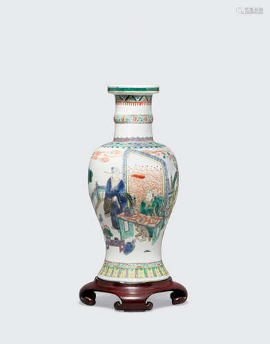 Late Qing/Republic period A famille verte enameled baluster vase