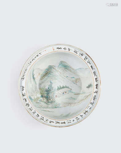 Zhu Yuting, dated by inscription to 1887 A Qianjiangcai enameled basin