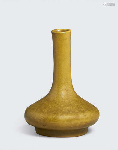 A tea dust glazed long neck vase