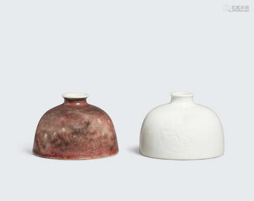 Kangxi marks, late Qing dynasty Two glazed porcelain beehive water-pots, taibaizun