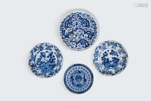 18th/19th century A Group of Four Blue and White Dishes