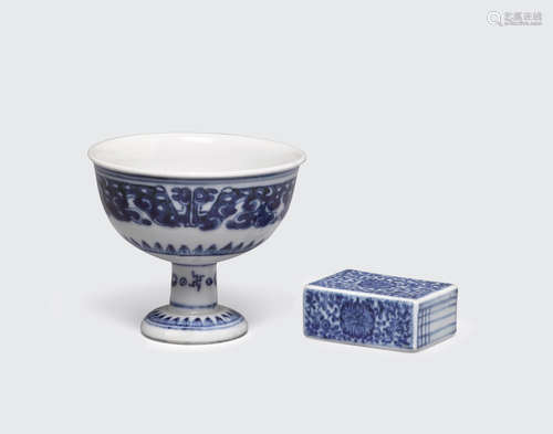 Two blue and white porcelains