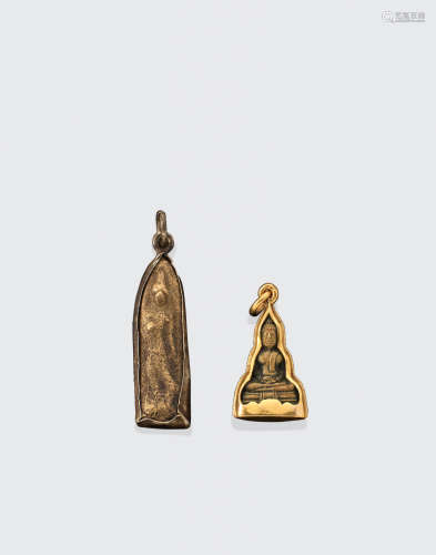Thailand, 20th century Two small Buddhist figure pendants