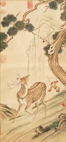 Deer and Pine in the Manner of Lang Shining Anonymous (19th/20th century)