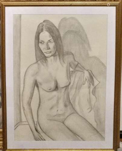 Large Pencil on paper drawing of the Nude Woman