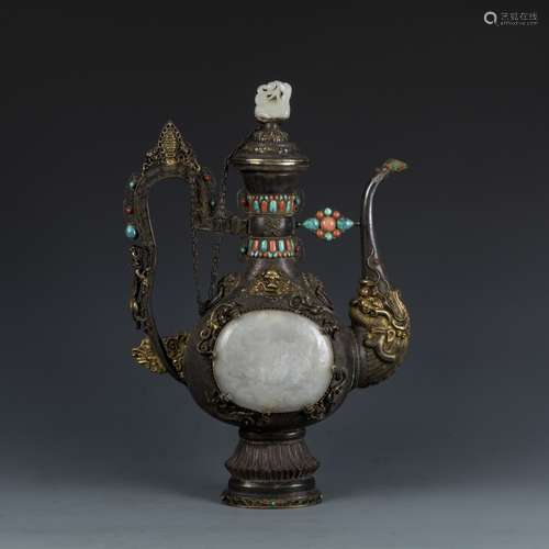 Sotheby's: Mongolian Gilt Silver Ewer Qing Dynasty