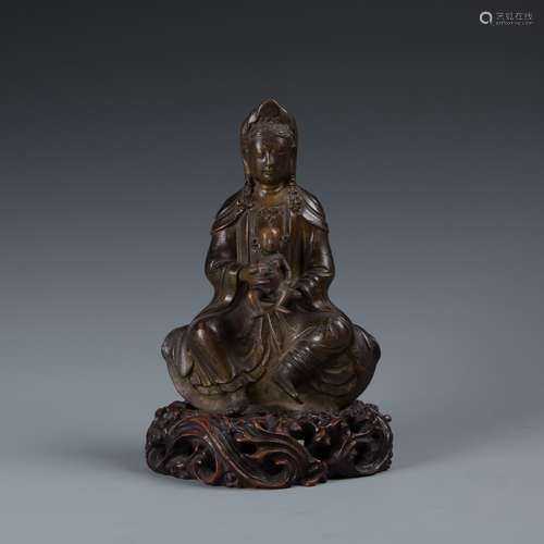 Bronze Figure Of Guanyin With Boy