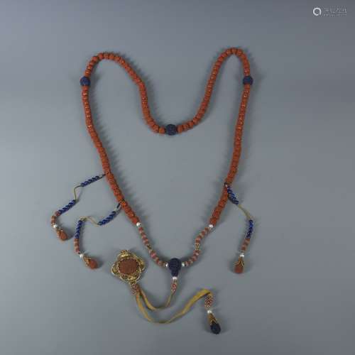 108 Bead Coral Covered Pearl Prayer Beads