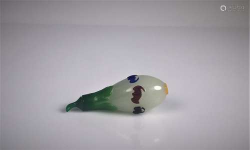 Gourd Shaped Multi Colored  Glass Overlay Snuff Bottle