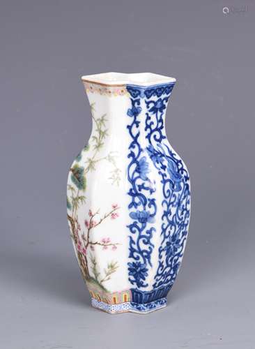 Blue and white / Famille Rose Porcelain Vase with mark