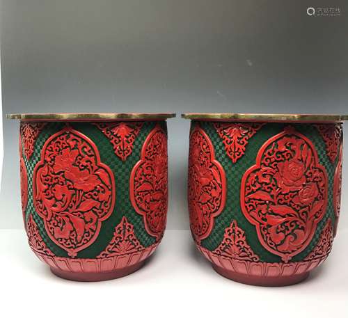 Pair of Cinnabar Planters