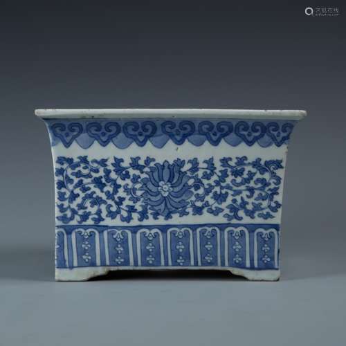 Blue and White Rectangle Jardiniere