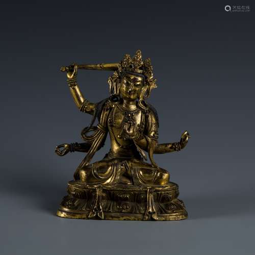 Gilt Bronze figure of Four Armed Mahakala