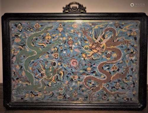 A Gilt-Bronze Cloisonne Enamel Screen With Frame