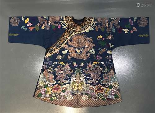 Chinese Silk Embroidered Dragon Robe