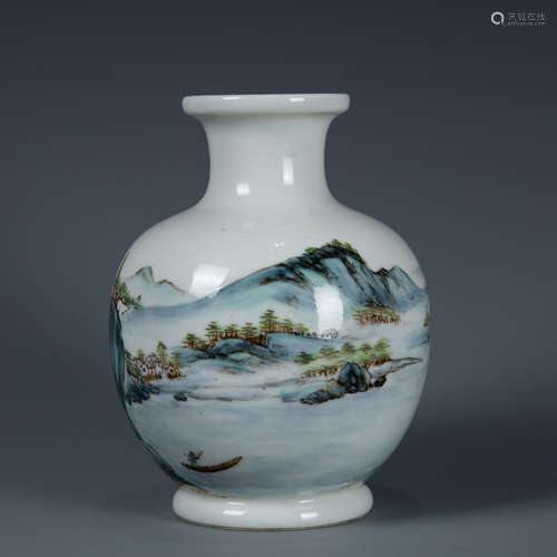 Porcelain Vase with mountain scene with mark