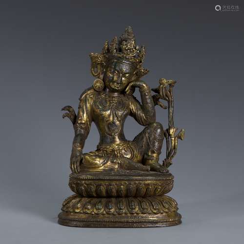 Rare Gilt-Bronze Figure of Avalokiteshvara