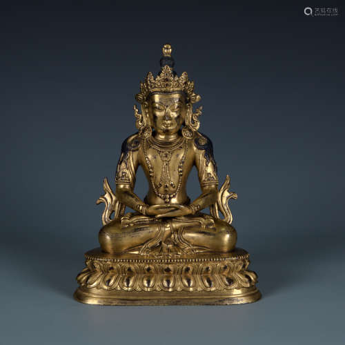 Gilt Bronze of Seated Buddha