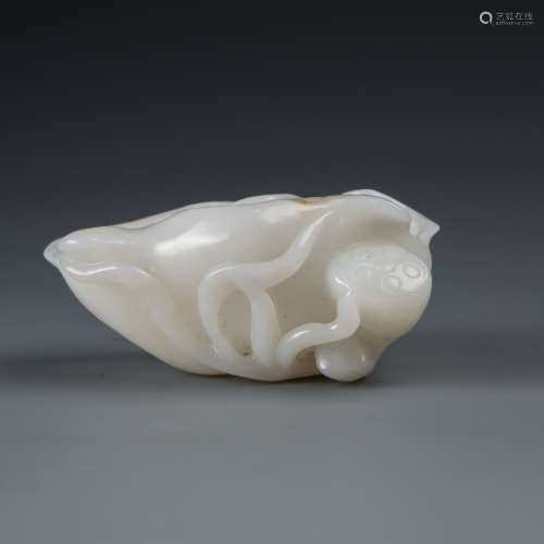 Carved White Jade Lotus Bowl