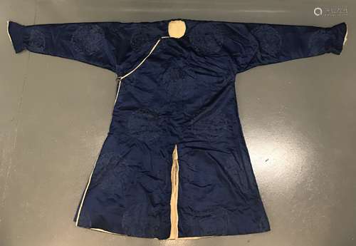 Chinese Blue Silk Dragon Embroidery Robe