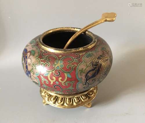 Cloisonne Enamel Gilt-Bronze Small Bowl With Spon