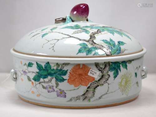 Large 19th C Chinese Enameled Porcelain Tureen