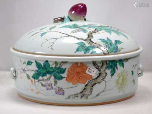 Large 19th C Chinese Enameled Porcelain Tureen