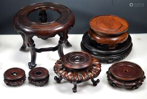 7 Antique Chinese Carved Hardwood Stands