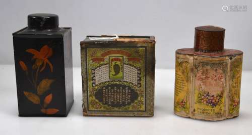 Three Antique Chinese Tea Canisters