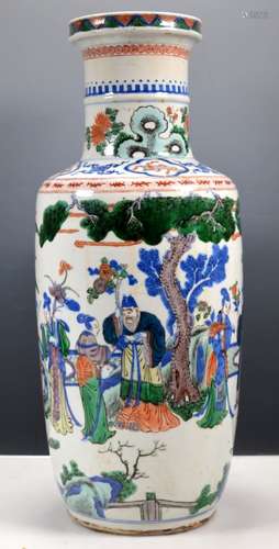 19th C Chinese Wucai Famille Verte Porcelain Vase