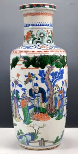 19th C Chinese Wucai Famille Verte Porcelain Vase