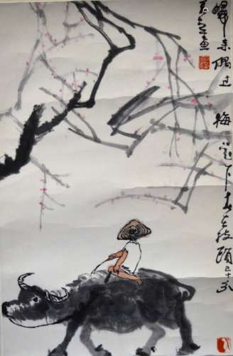 Li Keren: Chinese Ink Painting Boy & Buffalo