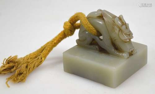 Chinese Carved Jade Dragon Seal