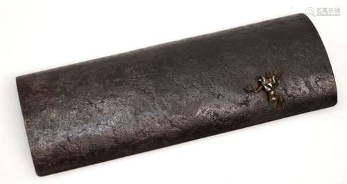 Japanese 19th C Iron-Work Wrist Rest with Frog