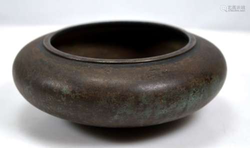 Chinese Heavy Bronze Begging Bowl Censer