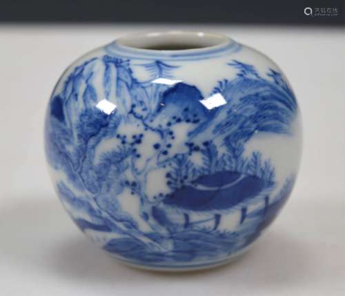 19th C Chinese Underglaze Blue Porcelain Water Pot
