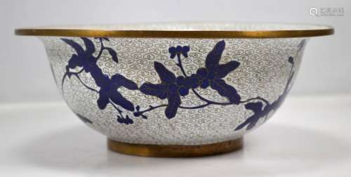 Chinese Blue & White Cloisonne over Bronze Bowl