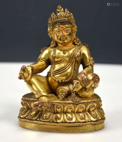 Fine 17th/18th C Tibetan Gilt Bronze Money Buddha