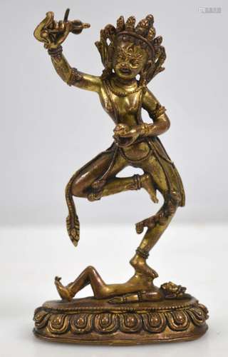 Antique Tibetan Gilt Bronze Figure on Base