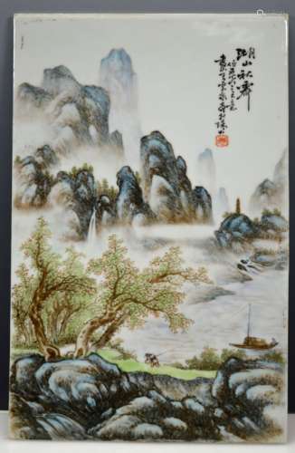 Chinese Artist Enamel-Painted Porcelain Plaque