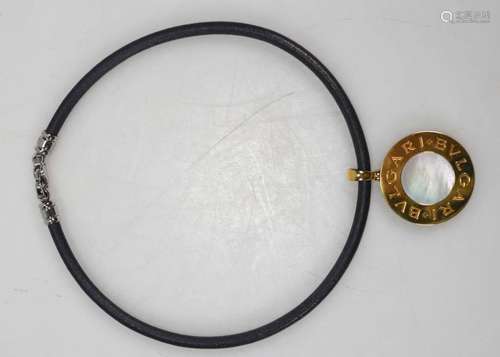 BULGARI; Steel & 18K Gold Pendant & Necklace