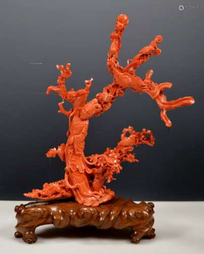 Lg Chinese Carved Branch Coral Sculpture, 740G