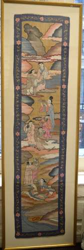 19th C Chinese Silk Kesi Panel of Immortals